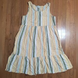 3/$10⭐Croft And Barrow Striped Tiered Dress, Women's Small, Yellow/Green